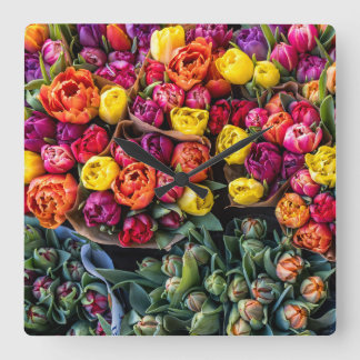 Relógio Quadrado Mercado de Flores Rústicas | Flores Frescas Cortad