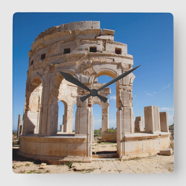 Relógio Quadrado Mercado, Leptis Magna, distrito de Al Khums (Frente)
