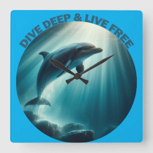Relógio Quadrado Mergulhe Dolphin Livre Ao Vivo
