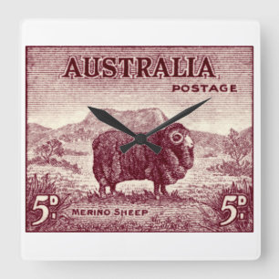 Relógio Quadrado Merino Sheep australiano de 1934