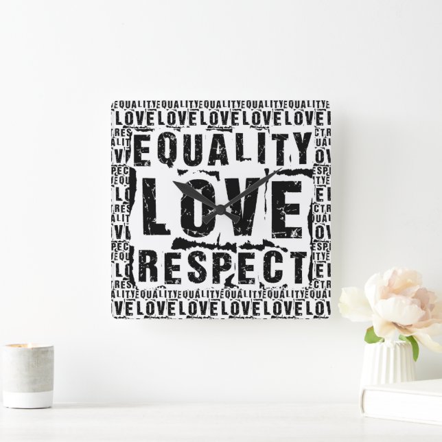 Relógio Quadrado Mês do Orgulho de Igualdade e Respeito (Lar)
