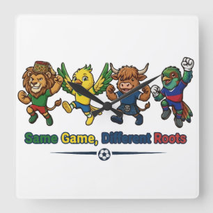 Relógio Quadrado Mesmo Jogo Diferentes Raízes Mascotes de Futebol M