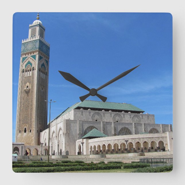 Relógio Quadrado Mesquita Hasan II em Casablanca, Marrocos (Frente)