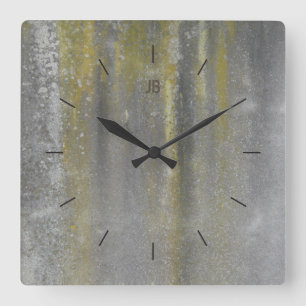 Relógio Quadrado METAL AMARELO decoração industrial