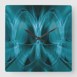 Relógio Quadrado Metal Blue Glow Teeth Dentist Wall Clock