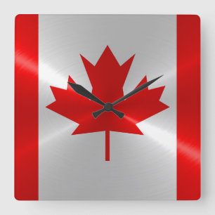 Relógio Quadrado Metal metálico da bandeira de Canadá