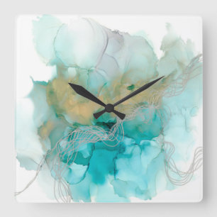 Relógio Quadrado Metálicos entrelaçados