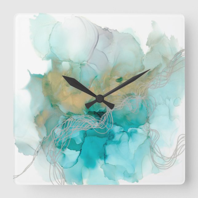 Relógio Quadrado Metálicos entrelaçados (Frente)