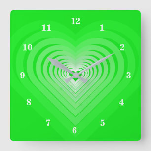 Relógio Quadrado Meu Amor - Coração Verde