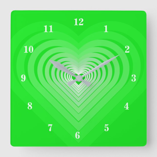 Relógio Quadrado Meu Amor - Coração Verde (Frente)
