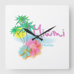 Relógio Quadrado Miami bonito Florida