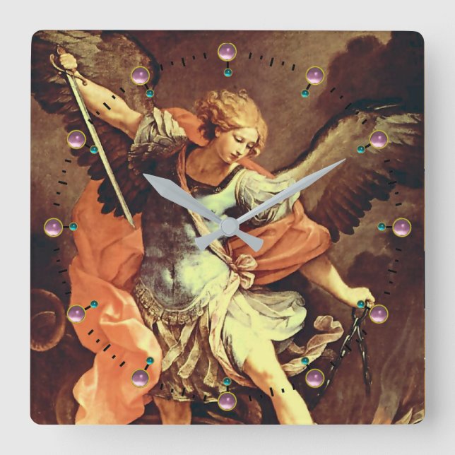 Relógio Quadrado Michael, o Arcanjo (Frente)