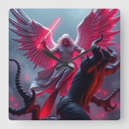 Relógio Quadrado Michael, o Arcanjo, joga a parede do Dragão.