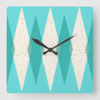 Mid Century Modern Argyle Square Wall Clock
