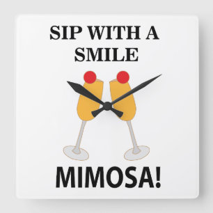 Relógio Quadrado Mimosa Sip Com Um Sorriso Mimosa