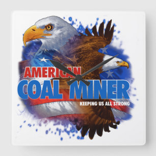 RELÓGIO QUADRADO MINERADOR DE CARVÃO AMERICANO