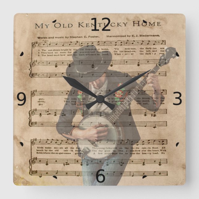 RELÓGIO QUADRADO MINHA CASA VELHA DE KENTUCKY (Frente)
