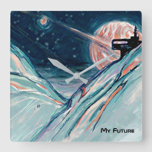 Relógio Quadrado Minha futura casa no espaço