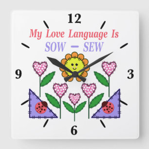 Relógio Quadrado Minha Linguagem De Amor É Sow - Sew