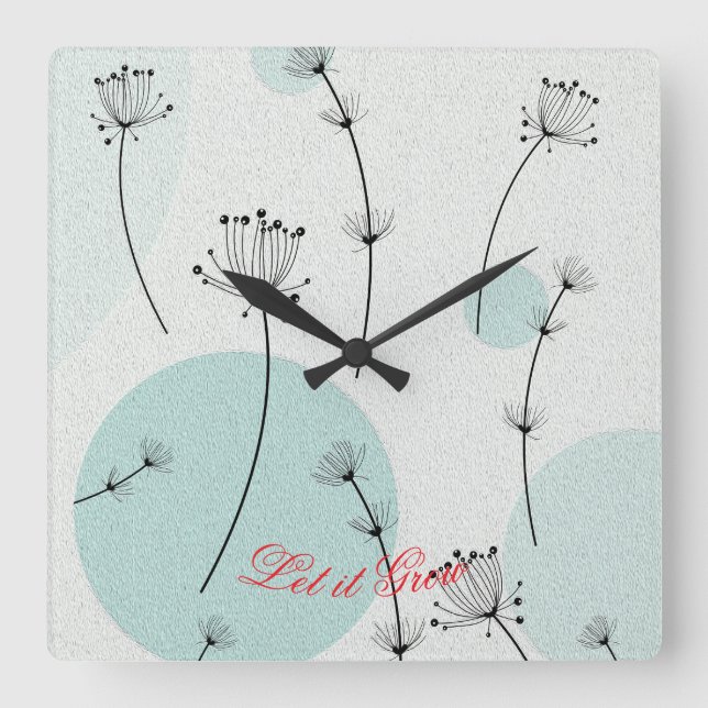 Relógio Quadrado Minimalist Dandelion Wall Clock (Frente)