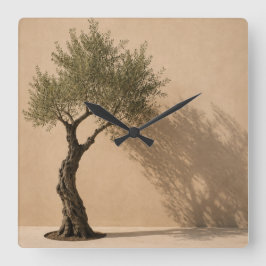 Relógio Quadrado Minimalist Olive Tree Wall Clock