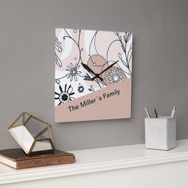 Relógio Quadrado Minimalista Boho Brown Cozy Vibes (Escritório)