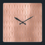 Relógio Quadrado Mínimo de Geometria Dourada de Cobre Art Deco<br><div class="desc">Design de Florença italiana - moda,  luxuosa,  florenceK</div>