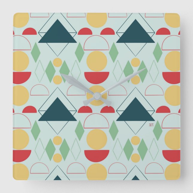 Relógio Quadrado Mint Geométrico do meio século (Frente)