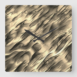 Relógio Quadrado Mistura de mancha ondulada bege opaca e cromo