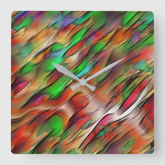 Relógio Quadrado Mistura de manchas opacas e cromadas (Frente)