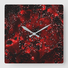 Relógio Quadrado Mistura de pétalas vermelhas chuvosas e rústicas s