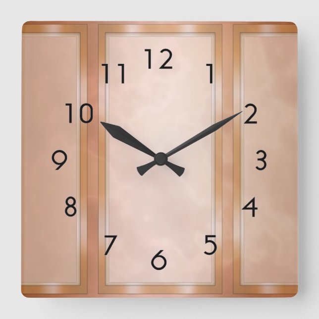 Relógio Quadrado Mocha Marble Panels (Frente)