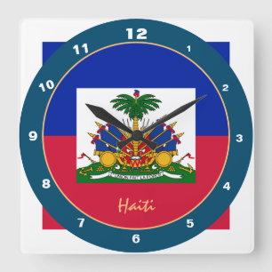 Relógio Quadrado Moda de tendências da bandeira haitiana e do Hait