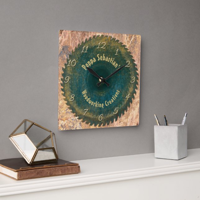 Relógio Quadrado Modelo da lâmina de serra russa do Handyman Woodwo (Escritório)