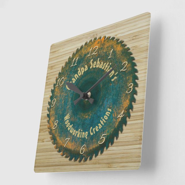 Relógio Quadrado Modelo da lâmina de serra russa do Handyman Woodwo (Ângulo)