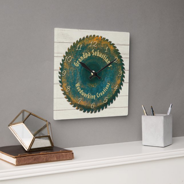 Relógio Quadrado Modelo da lâmina de serra russa do Handyman Woodwo (Escritório)