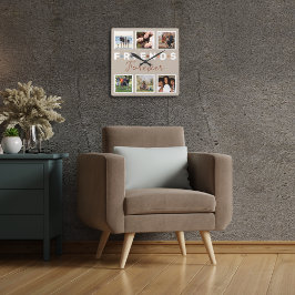 Relógio Quadrado Modern Beige Friends Forever - Estilo de carimbo p