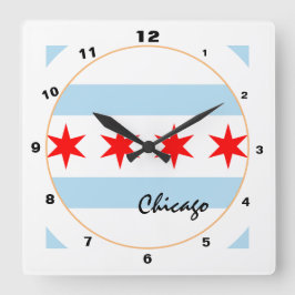 Relógio Quadrado Modern Chicago Flag, Illinois Home USA / design