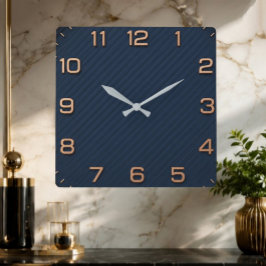 Relógio Quadrado Modern Navy Blue Square Minimalist Rose Gold