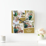 Relógio Quadrado Moderna mostarda multifoto-família decor<br><div class="desc">Mostarda moderna,  simples e contemporânea,  elegante relógio caseiro multifoto-família. Ideal aniversário,  Natal,  aniversário,  Dia de as mães,  dia de os pais,  nova casa,  presente de casamento.</div>