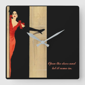 Relógio quadrado moderno com provérbio