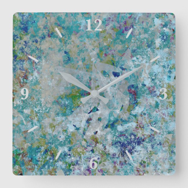 Relógio Quadrado Moderno Original Um Design De Arte Abstrato (Frente)