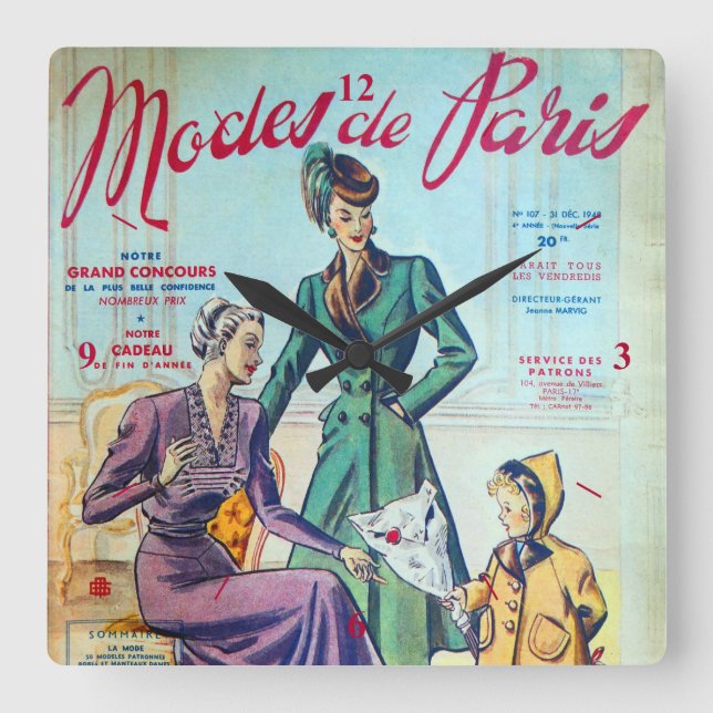 Relógio Quadrado Modos De Paris. 2. (Frente)