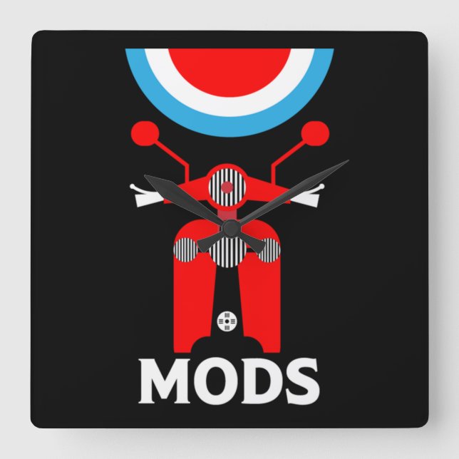 Relógio Quadrado Mods - Mods And Rockers - Música Britânica (Frente)