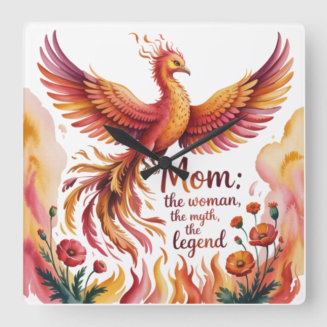 Relógio Quadrado Mom: The Woman, The Myth, The Legend (Frente)