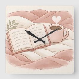 Relógio Quadrado Momento Aconchegante de Leitura - Design para Aman