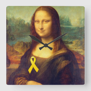 Relógio Quadrado Mona Lisa Com Fita Amarela