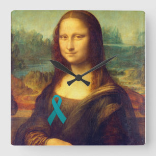 Relógio Quadrado Mona Lisa Com Fita Teal