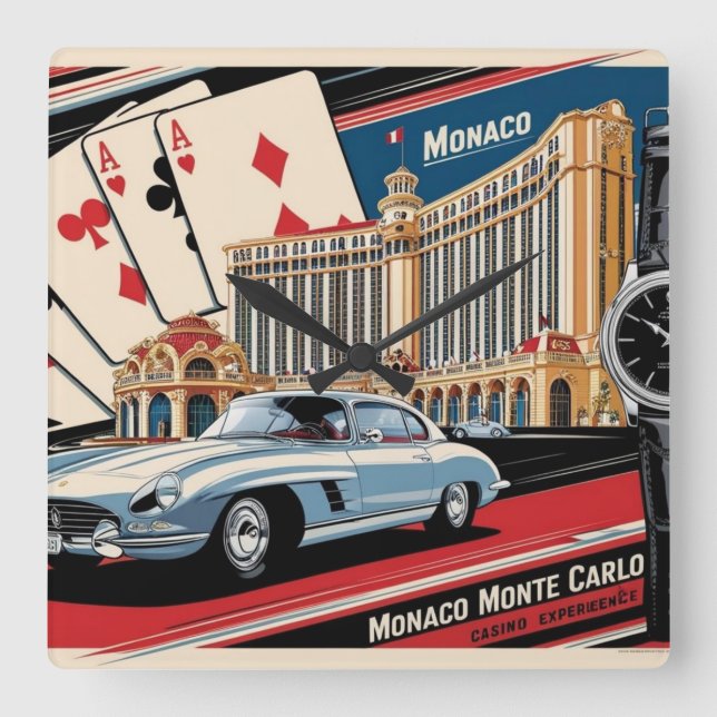Relógio Quadrado Monaco Monte Carlo Luxury Car Watch  (Frente)