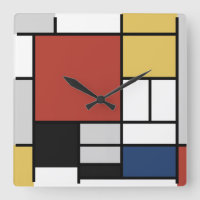 Mondrian Painting Red Plane Yellow Black Cinza Blu